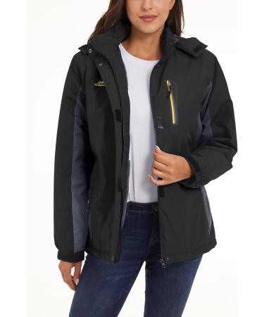Magcomsen Women's Winter Snow Ski Jacket | Water-Resistant Parka with Hood | Windproof & Rainproof | Fleece Lined | Black - Size XX-Large - Buy Online on GoSupps.com
