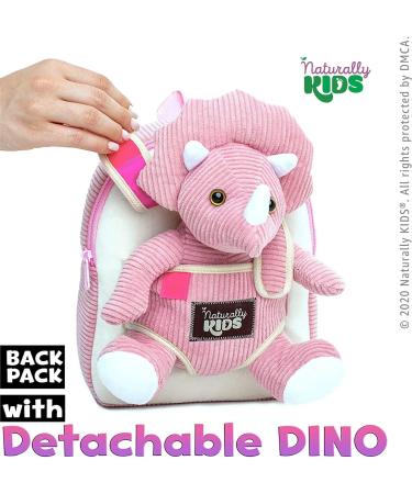 Naturally KIDS Small Dinosaur Backpack - Pink Triceratops Toy for Kids 3-5 - Buy Online on GoSupps.com