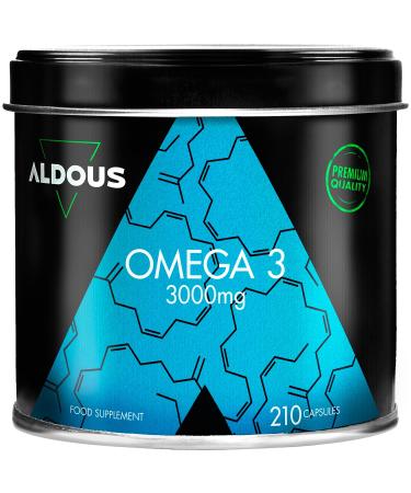 Omega 3 Softgels | 3000mg daily | 210 Capsules | With EPA and DHA Fatty Acids | Fish Oil | Vitamin E Fatty Acids | Vision Brain | Over 2 Months