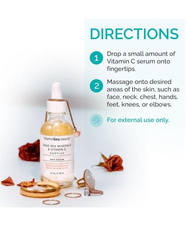 Vitamins & Sea Beauty Dead Sea Minerals + Vitamin C Serum | Anti-Aging Dark Spot Corrector Hydrating Facial Serum for Glowing Skin - 2 fl oz - Buy Online on GoSupps.com