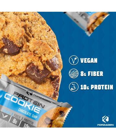 Forzagen Vegan Protein Cookies - 12 Pack | 10g Protein | No Artificial Sweeteners | Vegan Chocolate Chip Snacks - Buy Online on GoSupps.com