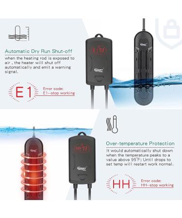 hygger Fully Submersible Aquarium Heater with External Temperature Display Controller Upgraded Double Tubes Quartz Heating Element 800W for 80-190 Gallon Suitable for Marine and Freshwater Tank 800W for 80 190 Gallon - Buy Online on GoSupps.com