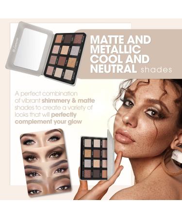 Smokey Eye Neutral Eyeshadow Palette - 12 Highly Pigmented Cool Toned Shades for Professional Nude Looks - Travel Size Makeup Palette - Buy Online on GoSupps.com