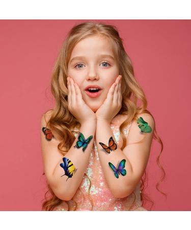 JCFIRE 3D Glitter Butterfly Temporary Tattoos - Birthday Party Supplies for Girls, Kids, Women - Fairy Decor and Butterfly Party Favors - Buy Online on GoSupps.com