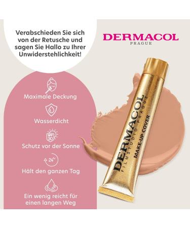 Dermacol Full Coverage Foundation - Matte Liquid Makeup with SPF 30 | Waterproof for Oily Skin & Acne | Long-Lasting 30g - Color 225 - Buy Online on GoSupps.com