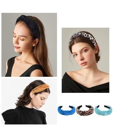 Deviegath 12 Pack Knotted Headbands for Women - Leopard Print & Solid Color Fashion Turban Hair Hoops - Buy Online on GoSupps.com