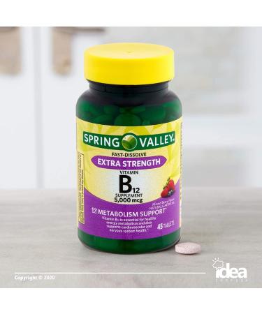 Spring Valley Vitamin B12 Fast Dissolve Tablets 5000 mcg + A to Z Vitamins & Minerals | Metabolism Support, Natural Mixed Berries Flavor | 45ct Pack for Energy Boost | Better Idea Guide - Buy Online on GoSupps.com