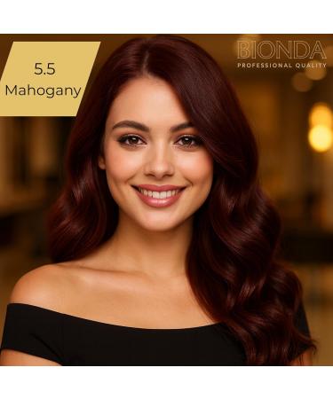 BIONDA Professional Permanent Hair Coloring Color Cream 55 Mahogany 200ml Double pack Keratin & Moringa Care Longlasting intensive color with shine 100 gray coverage - Buy Online on GoSupps.com