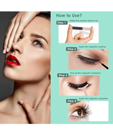 Magnetic Eyelashes with Eyeliner Kit - 5 Pairs Fluffy Lashes, 2 Tubes Magnetic Eyeliner, Tweezers - 3D Natural Look, Reusable False Lashes - Waterproof, Easy to Wear, No Glue Needed - Buy Online on GoSupps.com