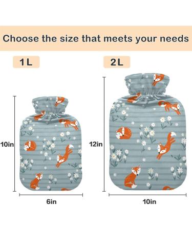 Buy Naanle Striped Flower Fox Hot Water Bottle - 2L Large Waterproof Cover for Heat & Cold Therapy - Perfect for Pain Relief & Comfort - Buy Online on GoSupps.com