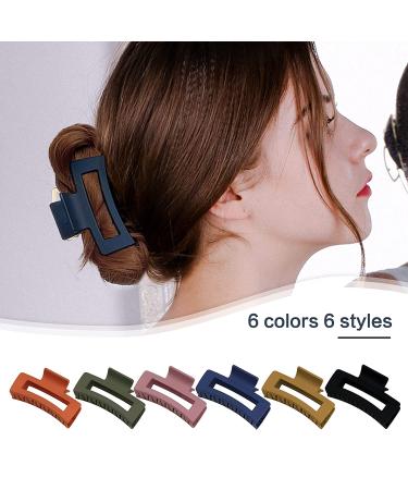 6 Pack Big Claw Hair Clips for Women - 4.1 Inch Non-slip Rectangle Jaw Clips - Stylish Matte Hair Accessories for Thick Hair - Buy Online on GoSupps.com