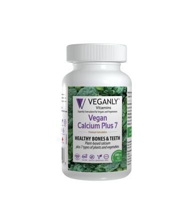 VEGANLY Vitamins- Vegan Calcium Plus 7 for Healthy Bones and Teeth (60 caps) Plant-Based Supplement