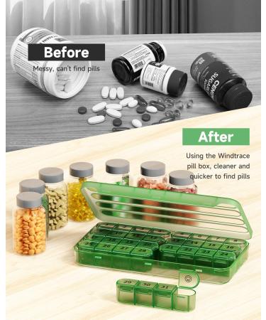 Monthly Pill Organizer - 30 Day Pill Box Once a Day Medicine Holder for Vitamins - Green Pill Case - Buy Online on GoSupps.com
