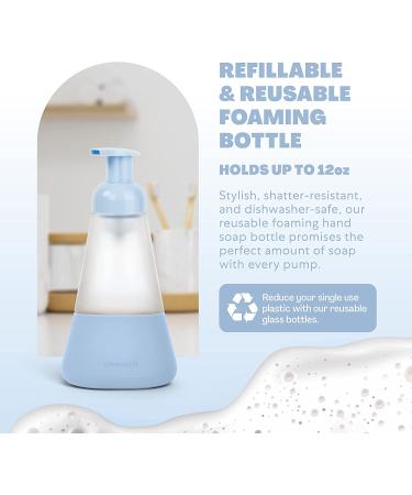 Periwinkle Cleancult Foaming Hand Soap & Hand Sanitizer Dispenser - Refillable 12oz Glass Container with Non-Slip Grip and Matte Frosted Finish - Buy Online on GoSupps.com