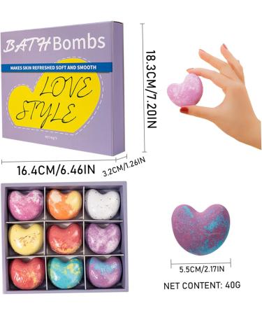 Bombe de bain ensemble 9 pcs bombes de bain en forme coeur avec kit bombe huile essentielle - Buy Online on GoSupps.com