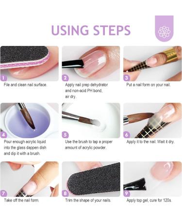 Saviland Acrylic Nail Kit - Clear 60g Powder & 120ml Liquid Set with pH Bond Brush - for Nail Extension & UV Gel Polish - A1 - Buy Online on GoSupps.com