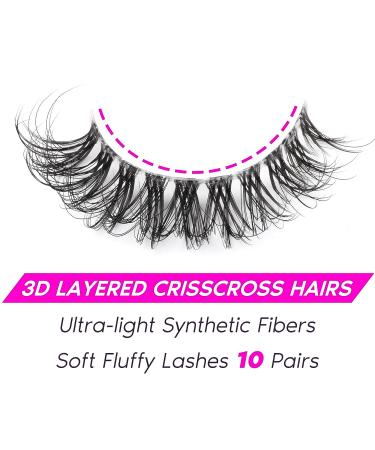 Focipeysa Natural Cat Eye D Curl False Eyelashes - Wispy Faux Mink Lashes with Clear Band for a Stunning Eyelash Extension Look - Buy Online on GoSupps.com