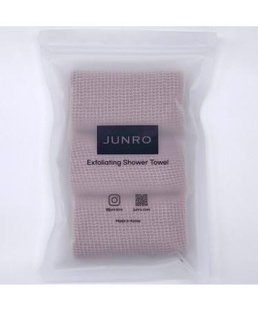 JUNRO (3 Pack) Exfoliating Shower Towel - Soft Purple 100% Nylon Fabric Exfoliating Washcloth for All Skin Types - Made in Korea
