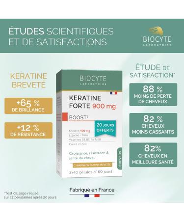 BIOCYTE Keratin Forte - Hair Growth Supplement - Keratin Biotin Vitamin B6 Zinc Horsetail Alfalfa - 120 Capsules - 60 Day Program - Buy Online on GoSupps.com