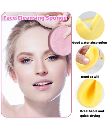 120 PCS Exfoliating Face Sponge Set for Makeup Removal and Cleansing - Yellow + Pink - Buy Online on GoSupps.com