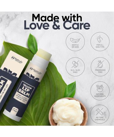 Beef Tallow Lip Balm All Natural Tallow & Beeswax Chapstick Hydrating Moisturizing Grass Fed Tallow Lip Care Soothes Chapped Dry Sensitive Lips Long Lasting & Vitamin Rich Made in USA - Buy Online on GoSupps.com