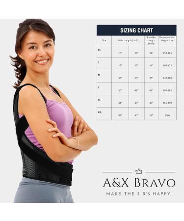 A&X Bravo Posture Corrector for Men and Women - Adjustable Lumbar Support Brace for Improved Posture and Pain Relief - Black (Size M) - Buy Online on GoSupps.com