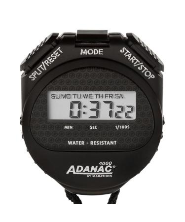 MARATHON ST083009 Adanac 4000 Digital Stopwatch Timer with Extra Large Display and Buttons, Water Resistant, Two Year Warranty - Black