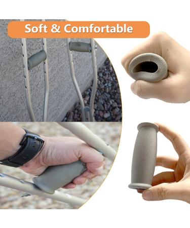 Crutch Solid Hand Grip Replacement - 2 Pcs Gray - Medical Drive Cane Crutch Handgrips | Gray Color - Buy Online on GoSupps.com