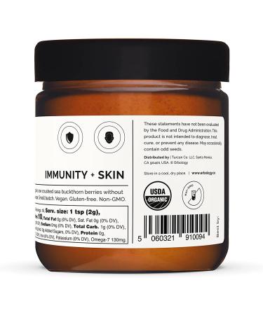 Organic Sea Buckthorn Powder 1.2 oz | Rich in Omega-7, Vitamin C & A | Raw, Vegan, Gluten-Free | Non-GMO | Recyclable Glass Jar - Buy Online on GoSupps.com