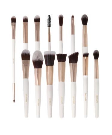 Dessines Make-Up Brush Set of 14 Make-up Brushes Cosmetic Brushes Vegan Brushes with Storage Box (Cream White) - Buy Online on GoSupps.com