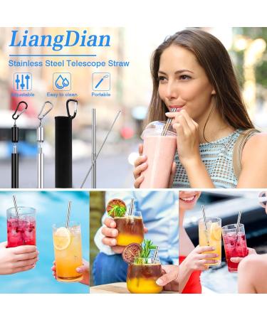 JALCH 2 Pack Telescopic Straws Reusable & Collapsible Stainless Steel Portable Drinking Straws with Compact Key-Ring Case & Brush Ideal for Travel Home Work A Sustainable Choice - Buy Online on GoSupps.com