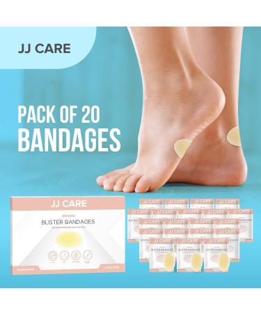 JJ CARE Hydrocolloid Heel Blister Bandages - Pack of 20 | Sterile, Waterproof Blister Pads for Feet | Blister Plaster for Healing and Prevention - Buy Online on GoSupps.com