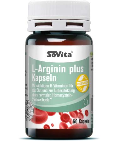 Sovita L-Arginine Plus Capsules - Essential B Vitamins for Blood Health & Homocysteine Support | Dietary Supplement | 60 Capsules - Buy Online on GoSupps.com