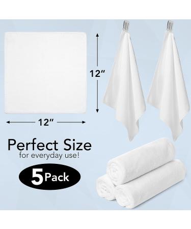 Luxe Beauty Essentials Microfiber Face & Body Washcloth - Ultra Soft Makeup Remover Cloth for All Skin Types - White, Pack of 5 - Buy Online on GoSupps.com
