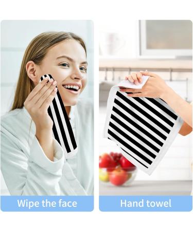 ALAZA Black White Stripes Wash Cloth Set - 6 Pack of Cotton Face Cloths for Soft Feel and High Absorbency - Buy Online on GoSupps.com