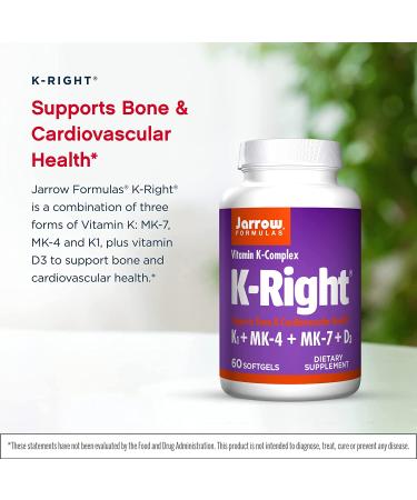 Jarrow Formulas K-Right 60 Softgels | Boost Vitamin K Benefits - Buy Online on GoSupps.com