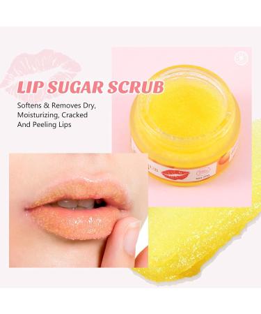 Boobeen Lip Scrub Set Sugar Lip Scrubber Exfoliator and Hydrating Lip Oil Moisturizer for Dry Cracked Peel Lips Fruit Flavoured Lip Care Delicate and Smooth 02# Orange - Buy Online on GoSupps.com