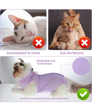Buy Cobee Professional Recovery Suit for Cats - Size M Purple | Ideal for Abdominal Wounds Skin Diseases & Post-Surgery Care | E-Collars Alternative for Cats & Dogs - Buy Online on GoSupps.com