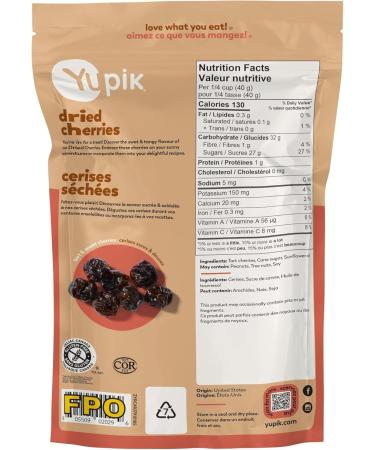 Yupik Dried Cherries 185 g Gluten-Free Kosher Dried Fruits Tart & Sweet Whole Cherries Pitted Healthy Snacks Source of Vitamin A and Vitamin C - Buy Online on GoSupps.com