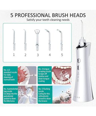 GeRRiT Professional Water Flosser Cordless Rechargeable Oral Irrigator Dental Ultra Water Jet for Teeth Care with 5 Jet Tips 3 Modes IPX7 Waterproof 300ML Water Tank for Teeth - Buy Online on GoSupps.com