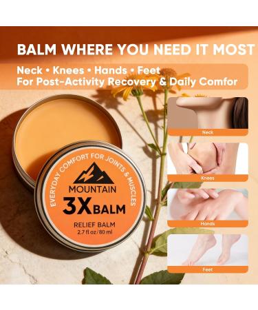 Mountain 3X Relief Balm Mountain 3X Balms with Organic Arnica & Camphor - Soothing Gel Cream for Knee Foot Back & Joint Relief - Fast Absorbing Non-Greasy Formula 2.7fl oz (1) - Buy Online on GoSupps.com