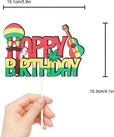 Reggae Dancehall Happy Birthday Cake Topper - Summer Dance Party Cake Topper - Hawaiii Pool Decorations For Men - Buy Online on GoSupps.com