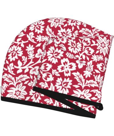 Red Flowers Microfiber Hair Towel Wrap | Super Absorbent Coral Velvet for Long Curly & Thick Hair - Quick Dry Hair Cap for Women - Buy Online on GoSupps.com
