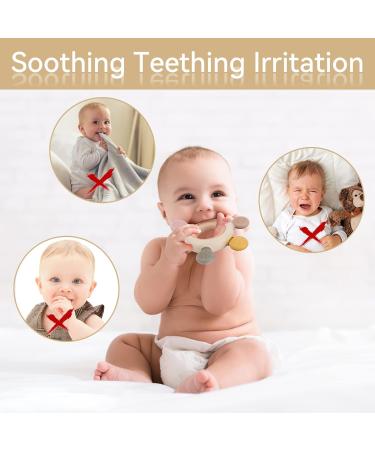 Best BPA-Free Silicone Bite Ring for Babies | Cooling Teething Aid for 3+ Months with Pacifier Chain - Buy Online on GoSupps.com