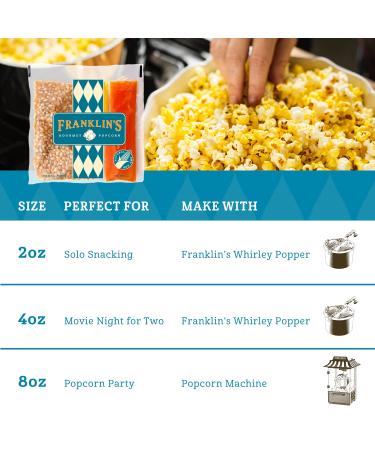 Franklins Gourmet Popcorn All-In-One Pre-Measured Packs - 2oz - Pack of 10 | Organic Corn, Butter Flavored Coconut Oil, Butter Salt Popcorn Seasoning | Authentic Movie Theater Taste | Made in USA - Buy Online on GoSupps.com