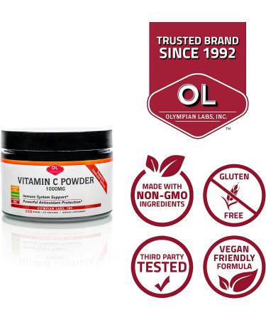 Olympian Labs Vitamin C Powder 1000 mg - 10.58 oz (300 g) | Immune Support & Antioxidant - Buy Online on GoSupps.com