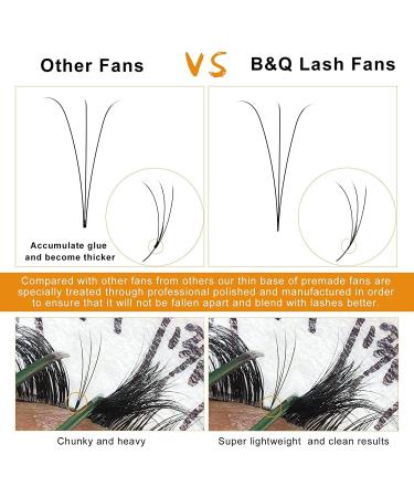 3D-0.10C 15mm Pre Made Fan Eyelash Extensions | B&Q LASH Russian Volume Lashes 3D 5D 7D | Short Stem Premade Fans 0.07 0.1 - Buy Online on GoSupps.com