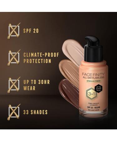 Max Factor Facefinity 3-in-1 All Day Flawless Liquid Foundation SPF 20 - Light Beige 30 ml - Buy Online on GoSupps.com
