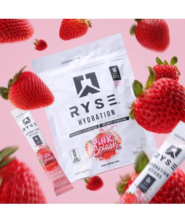 Ryse Core Hydration | On-The-Go Electrolyte Drink Mix Packets | All 6 Electrolytes + Vitamins | Zero Sugar | 16 Servings (Pink Splash) - Shop Now - Buy Online on GoSupps.com