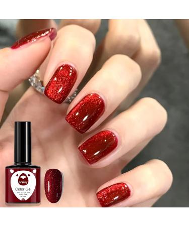 Christmas Gel Nail Polish Set Glitter Red Green 2 Colors Burgundy Dark Red Soak Off LED/UV Lamp Manicure Nail Varnish Sets for Women Nail Art Salon DIY Home - Buy Online on GoSupps.com